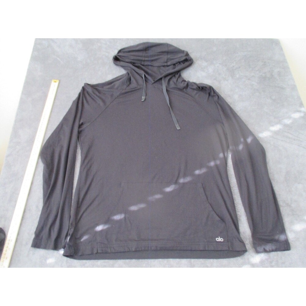 ALO Yoga Core Runner Hoodie Men’s Size Large Black Pullover Lightweight Gym Run